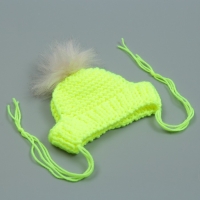 Шапка вязаная для собак, с помпоном, M-L (объем головы 28 см, высота 9 см), микс