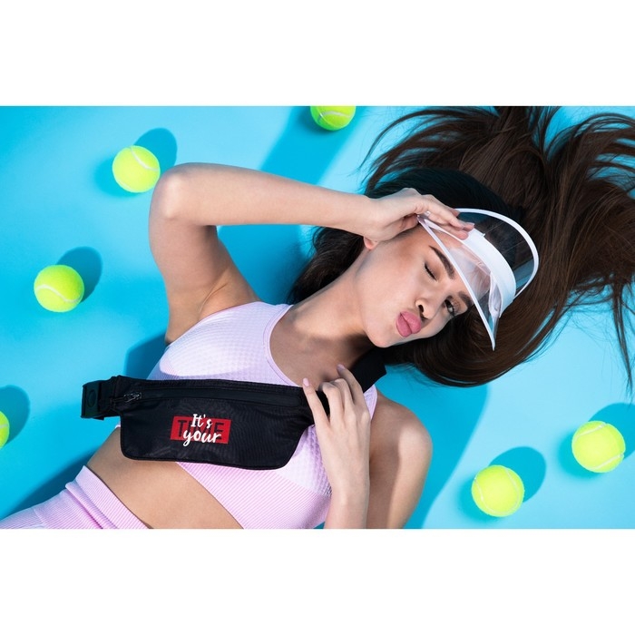 Сумка поясная для бега it‘s your time на молнии, цвет чёрный Сумка поясная для бега it‘s your time на молнии, цвет чёрный