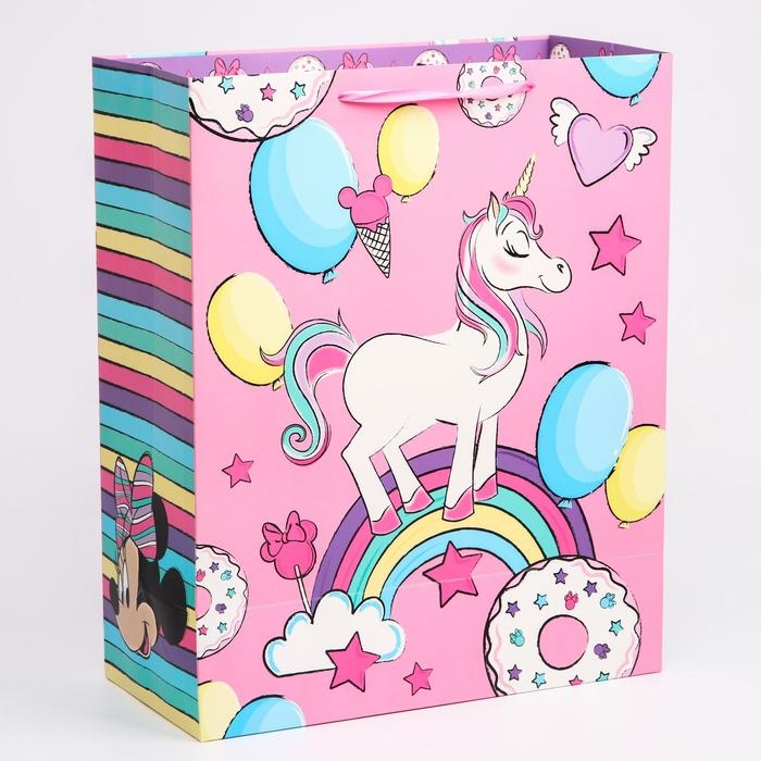 Пакет подарочный Пакет подарочный "С Днем рождения!" 40х49х19 см, упаковка, Минни Маус и Единорог