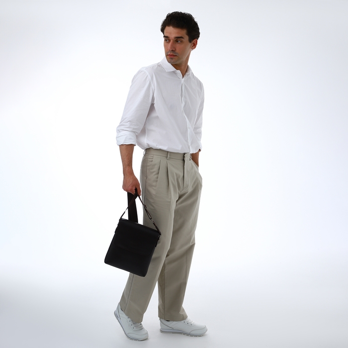 Сумка мужская через плечо TEXTURA, наружный карман, цвет коричневый