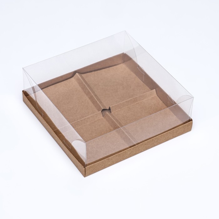 Коробка для муссовых пирожных 4 штуки, 17x17x6 Крафт Коробка для муссовых пирожных 4 штуки, 17x17x6 Крафт