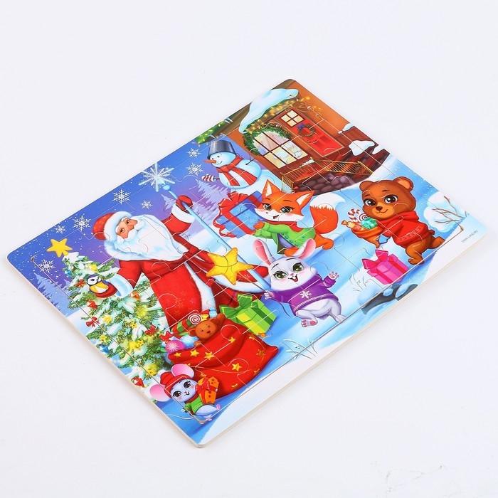 Деревянный пазл большой «Новый год! Весёлый праздник», 30 элементов Деревянный пазл большой «Новый год! Весёлый праздник», 30 элементов