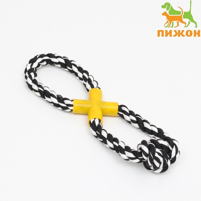 Игрушка канатная Игрушка канатная "Восьмёрка с кольцами", до 28 см, до 115 г, чёрно-жёлтая серия