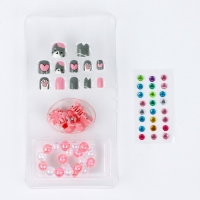 Детские накладные ногти &laquo;Сладкий котик&raquo;, 12 шт, набор с браслетом и заколками