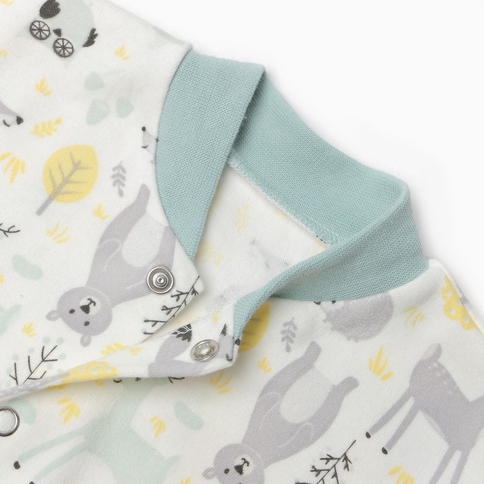 Комбинезон детский, цвет молочный/звери, рост 68 см