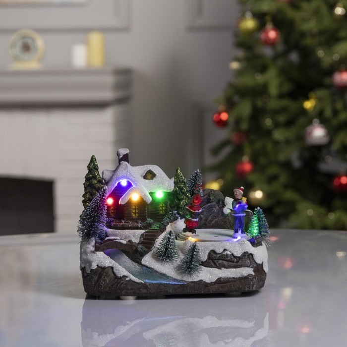 Светодиодная фигура &laquo;Новогодний город&raquo; 18 &times; 14 &times; 11 см, полистоун, батарейки ААх3 (не в комплекте), USB, свечение мульти