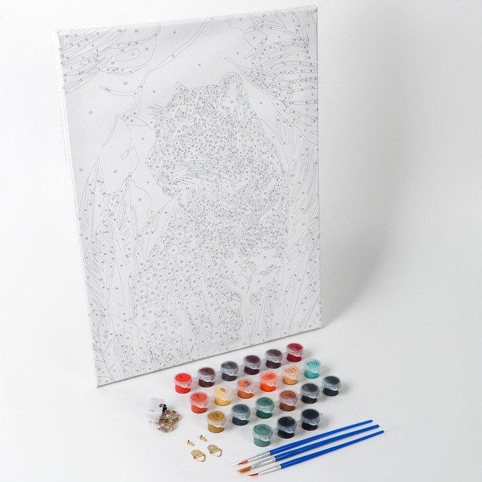 Картина по номерам с подрамником и гирляндой &laquo;Леопард&raquo;, 30 х 40 см