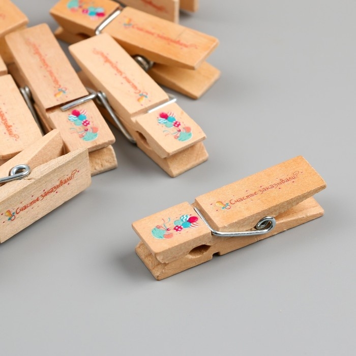 Декор для творчества дерево Декор для творчества дерево "Прищепка - Счастье заказывали?" набор 10 шт