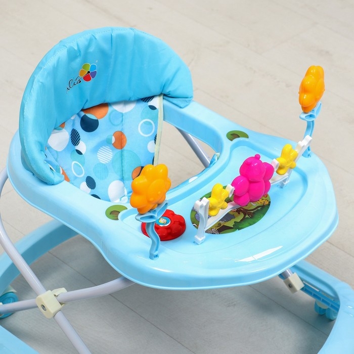 Ходунки FLY, цвет синий/голубой МИКС, 7 колес, музыка, свет