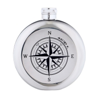 Фляжка для алкоголя "Компас", нержавеющая сталь, подарочная, армейская, 150 мл