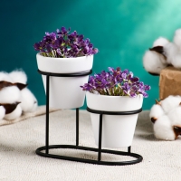 Набор кашпо "Дуэт" белое, на подставке, 12,5х11см Набор кашпо "Дуэт" белое, на подставке, 12,5х11см