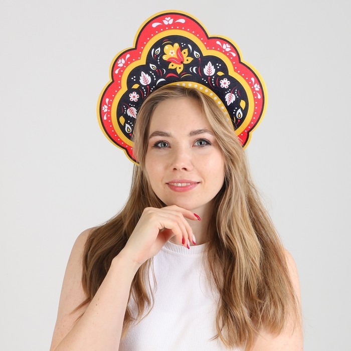 Карнавальный кокошник &laquo;Русская красавица&raquo; из фетра, с нанесением