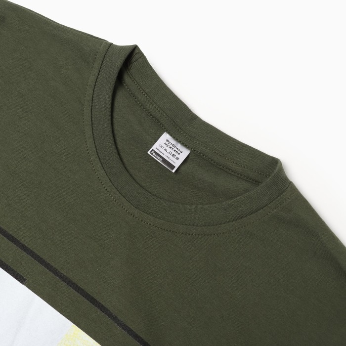 Футболка мужская с принтом, цвет хаки, размер 56 Футболка мужская с принтом, цвет хаки, размер 56