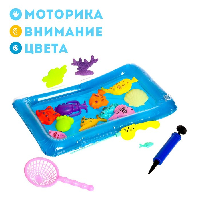 Рыбалка &laquo;Большие рыбки&raquo; 12 рыбок, бассейн, насос, удочка, сачок