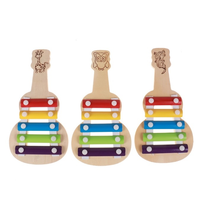 Металлофон «Гитара» 21×10,5 × 1,5 см, 2 палочки, МИКС Металлофон «Гитара» 21×10,5 × 1,5 см, 2 палочки, МИКС