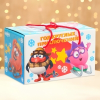Новый год. Подарочная коробка Новогодняя Посылка "Смешарики" с веревочными ручками 20 х 12 х 12 см. Новый год. Подарочная коробка Новогодняя Посылка "Смешарики" с веревочными ручками 20 х 12 х 12 см.
