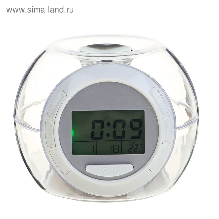 Будильник Luazon LB-06, 7 цветов дисплея, 6 мелодий, прозрачный Будильник Luazon LB-06, 7 цветов дисплея, 6 мелодий, прозрачный