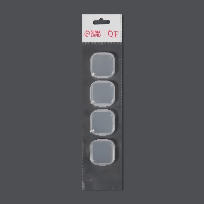 Набор контейнеров для декора, 4 шт, 3,4 &times; 3,4 &times; 1,8 см, цвет прозрачный