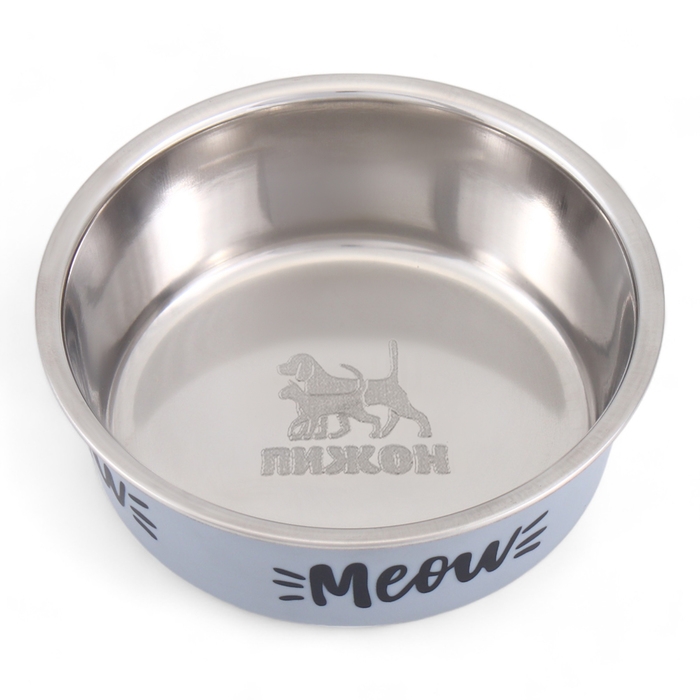 Миска с силиконовым основанием Миска с силиконовым основанием "Мяу", серая, 300 мл