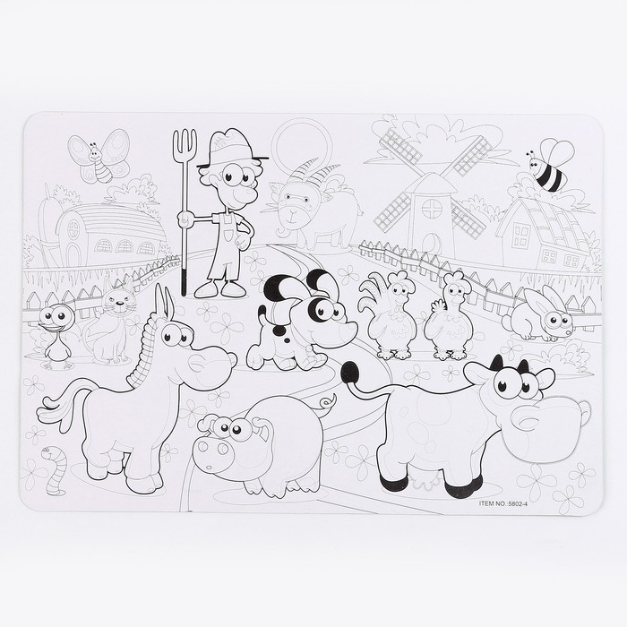 Трафарет для малышей «Весёлая ферма» с раскраской Трафарет для малышей «Весёлая ферма» с раскраской