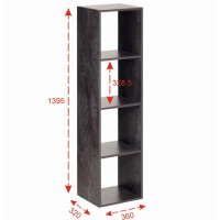 Стеллаж №4 DICE CUBE 4 секции, 360х320х1395, Цемент