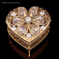 Шкатулка &laquo;Грация&raquo;, с бархатом, 6,8&times;6,2&times;4.6 см, с кристаллами