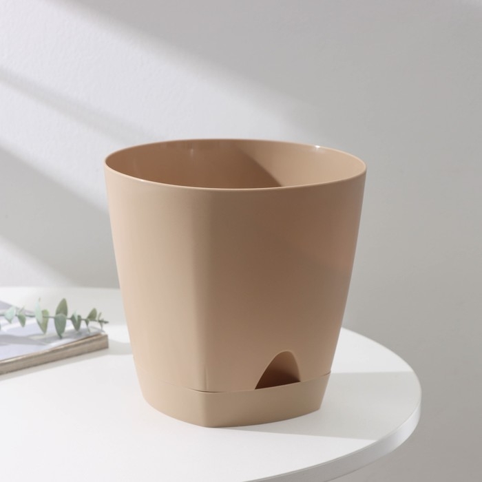 Горшок для цветов с прикорневым поливом Amsterdam, 4 л, цвет молочный шоколад Горшок для цветов с прикорневым поливом Amsterdam, 4 л, цвет молочный шоколад