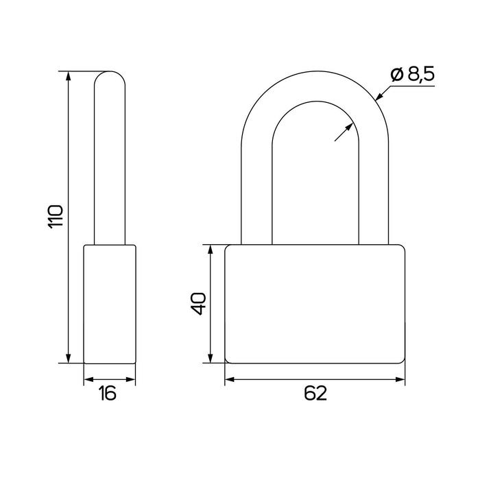 Замок навесной, тип 6, 7х70 мм, длинная дужка Замок навесной, тип 6, 7х70 мм, длинная дужка