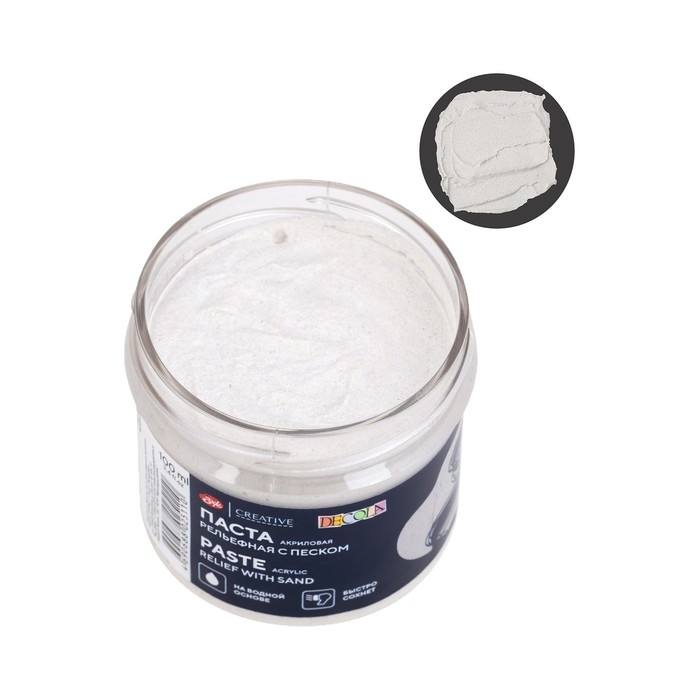 Паста текстурная белая 100 мл ЗХК Decola, акриловая с песком, 5827977 Паста текстурная белая 100 мл ЗХК Decola, акриловая с песком, 5827977