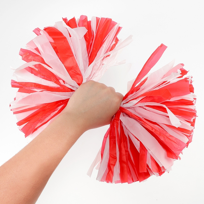 Помпон 1шт, цвет белый+ красный Помпон 1шт, цвет белый+ красный