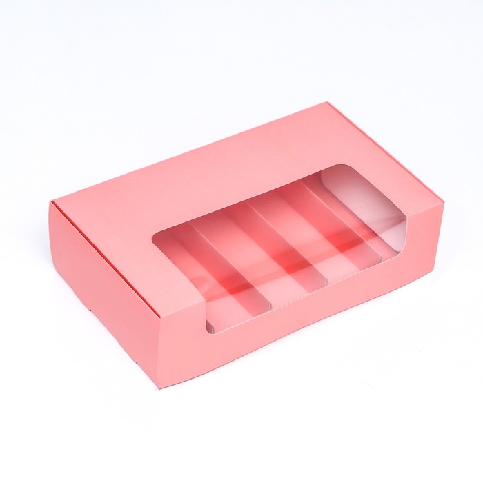 Коробка складная, под 5 эклеров розовый, 25 х 15 х 6,6 см Коробка складная, под 5 эклеров розовый, 25 х 15 х 6,6 см