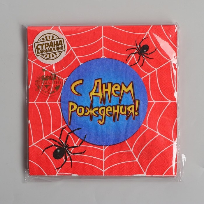 Салфетки бумажные двухслойные &laquo;С днём рождения&raquo;, паутина, 33х33, 20 шт.