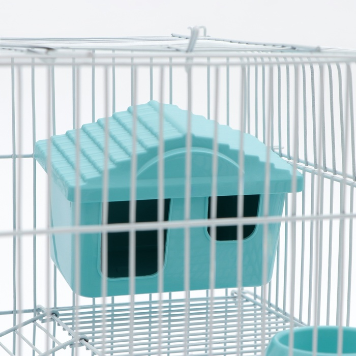 Клетка для грызунов Клетка для грызунов "Пижон" №3, с 2-я этажами, укомплектованная, 33 х 24 х 28 см, бирюзовая
