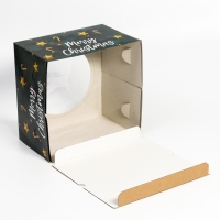 Коробка для торта новогодняя с окном &laquo;Merry Christmas&raquo;, 30 х 30 х 19 см. Новый год