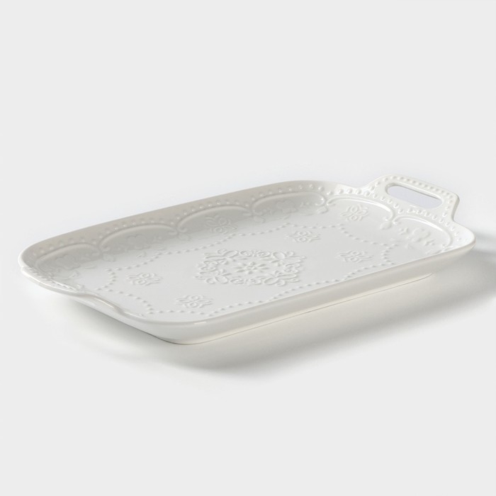 Блюдо керамическое &laquo;Сьюзен&raquo;, 29,5&times;17,5 см, цвет белый