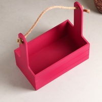 Кашпо деревянное 25.5&times;15&times;30 см "Аром", ручка канат, Бордо