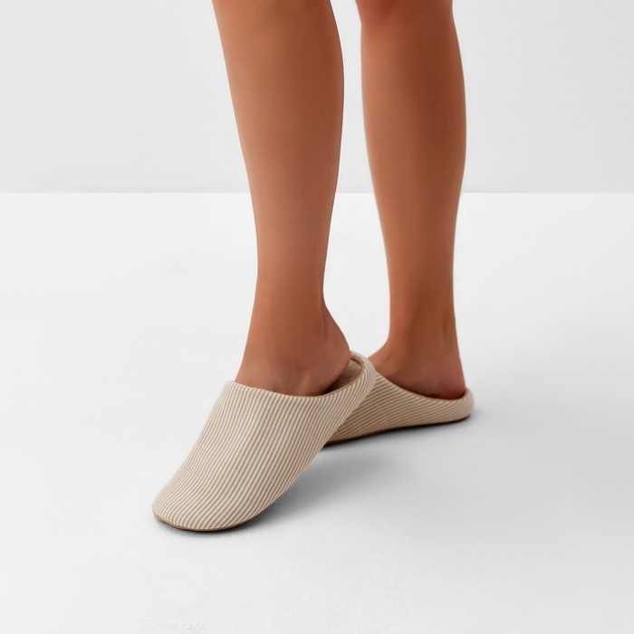 Тапочки женские, ECO размер 40-41, цвет бежевая полоска Тапочки женские, ECO размер 40-41, цвет бежевая полоска