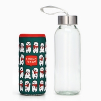Новый год. Бутылка для воды &laquo;Мишки&raquo;, 350 мл