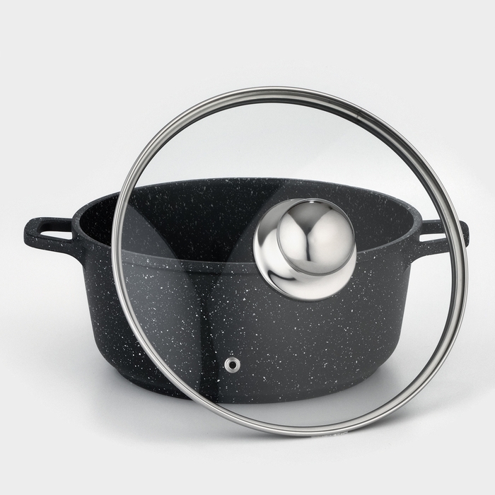 Кастрюля Доляна «Элит», 3,3 л, d=22 см, h=10 см, литой алюминий, литые ручки, антипригарное покрытие Кастрюля Доляна «Элит», 3,3 л, d=22 см, h=10 см, литой алюминий, литые ручки, антипригарное покрытие