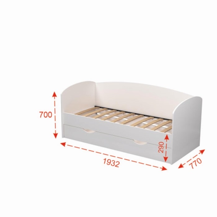 Кровать &laquo;Бейли&raquo;, 700 &times; 1900 мм, с ортопедическим основанием, цвет белый