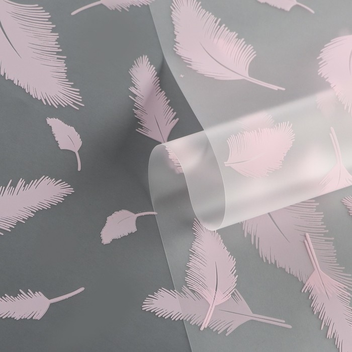 Пленка для цветов, матовая, Пленка для цветов, матовая,"Перья", розовый, 0,6 х 9м ±5%