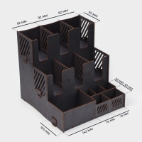 Подставка - органайзер деревянный Доляна &laquo;Барный&raquo;, под стаканы, крышки, трубочки, салфетки, 29,4&times;29,4&times;29,4 см, цвет тёмный