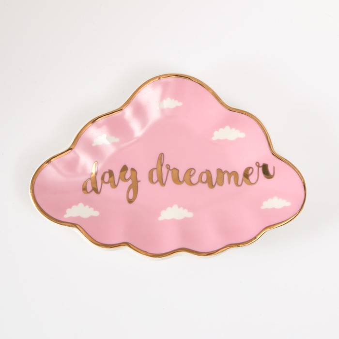 Сувенир керамика подставка под кольца "Розовое облачко" 1,6х8х12 см