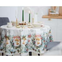 Скатерть Этель "Сhristmas bells" d=220 +/- 3см с ГМВО, 100%хл, саржа 190 гр/м2