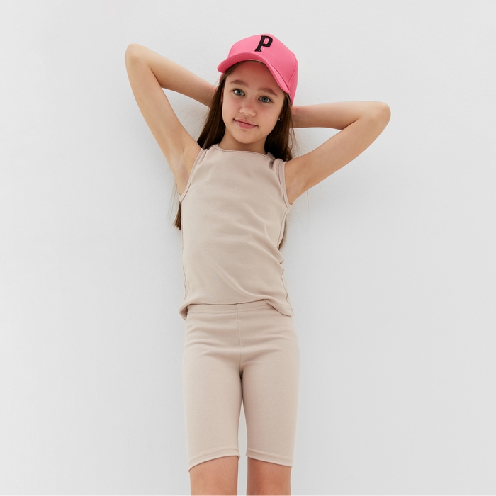 Комплект для девочки (майка и велосипедки) MINAKU, цвет бежевый, рост 104 см Комплект для девочки (майка и велосипедки) MINAKU, цвет бежевый, рост 104 см