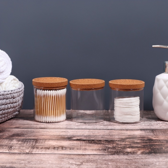 Набор органайзеров для ватных палочек и дисков, 26 × 11 × 9,5 см цвет прозрачный/коричневый Набор органайзеров для ватных палочек и дисков, 26 × 11 × 9,5 см цвет прозрачный/коричневый