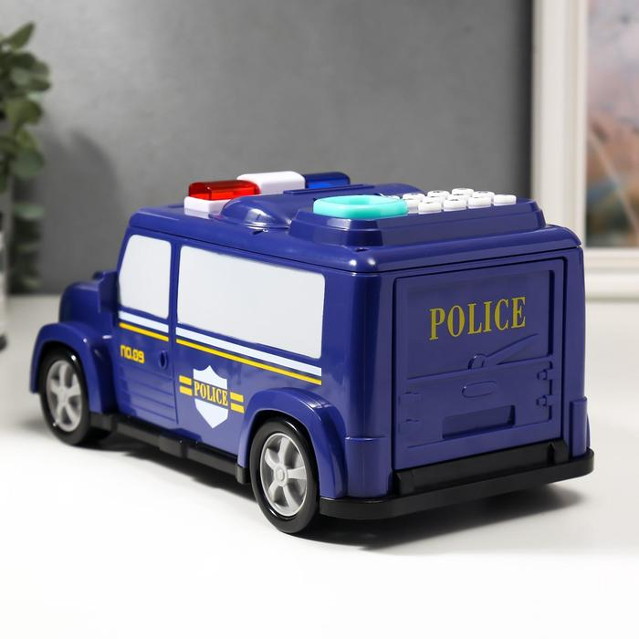 Копилка пластик для монет и купюр Копилка пластик для монет и купюр "Автомобиль полиция" отпечаток пальца 12х27х13 см