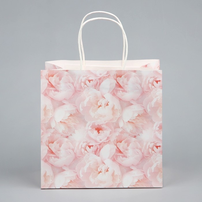 Пакет подарочный, упаковка, &laquo;Цветы&raquo;, 22 х 22 х 11 см