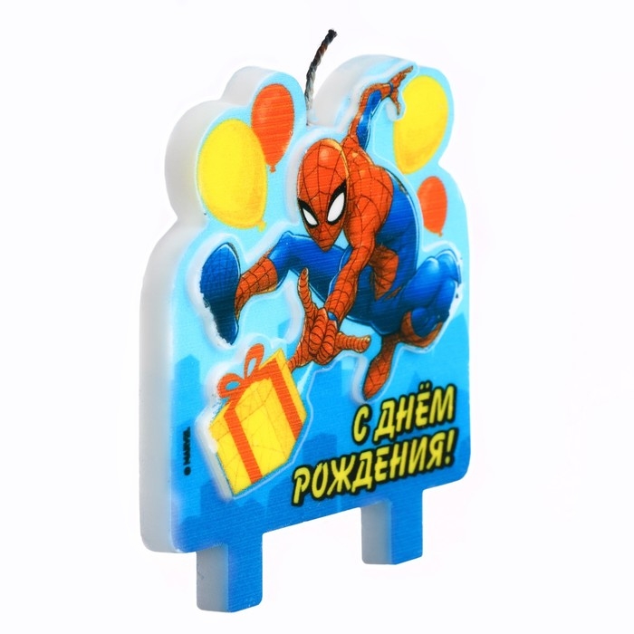 Свеча в торт Свеча в торт "С Днем Рождения!", 3-д печать, Человек-паук, 8×8 см