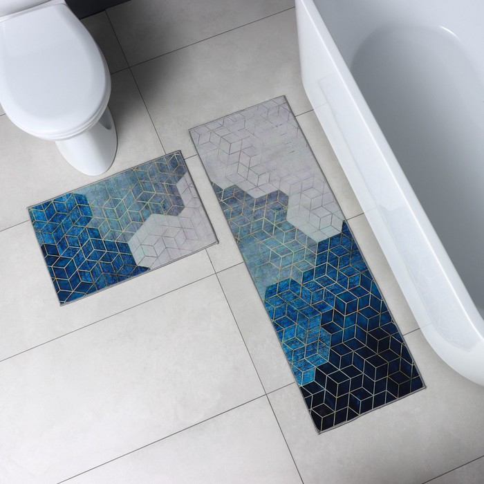 Коврики для дома Доляна &laquo;Галилео&raquo;, 2 шт: 45&times;120 см, 40&times;60 см, цвет МИКС